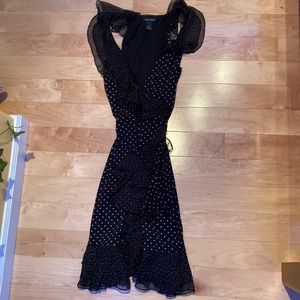 black house white market black polkadot ruffle belt dress. perfect condition.